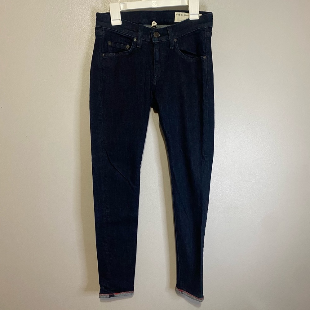 Rag & Bone Jeans Women's Size 24 Skinny Capri Blue Dark Wash Stretch Denim Pants